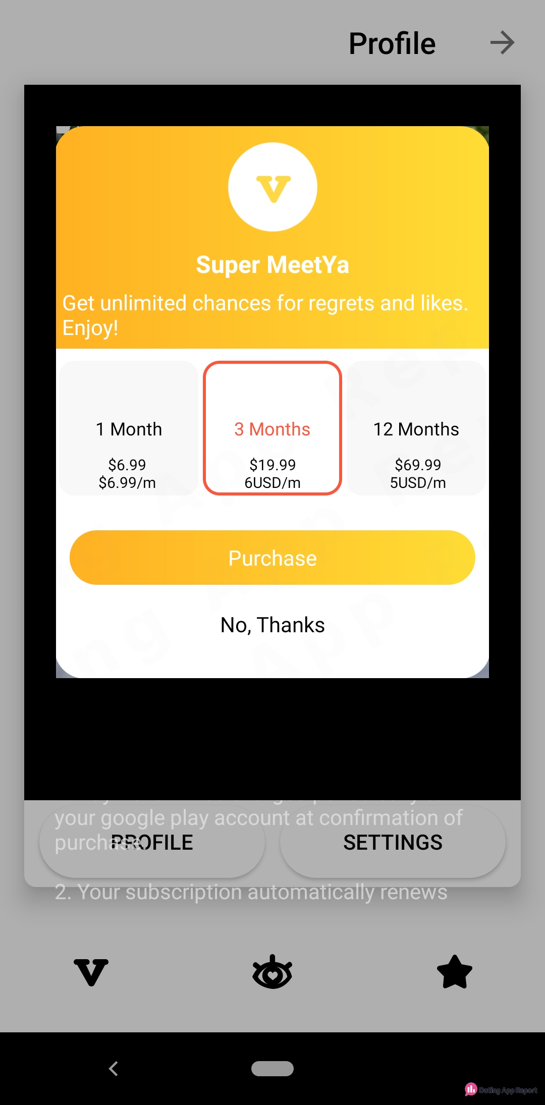 Super MeetYa plan picker lists 1 Month $6.99, 3 Months $19.99, and 12 Months $69.99.