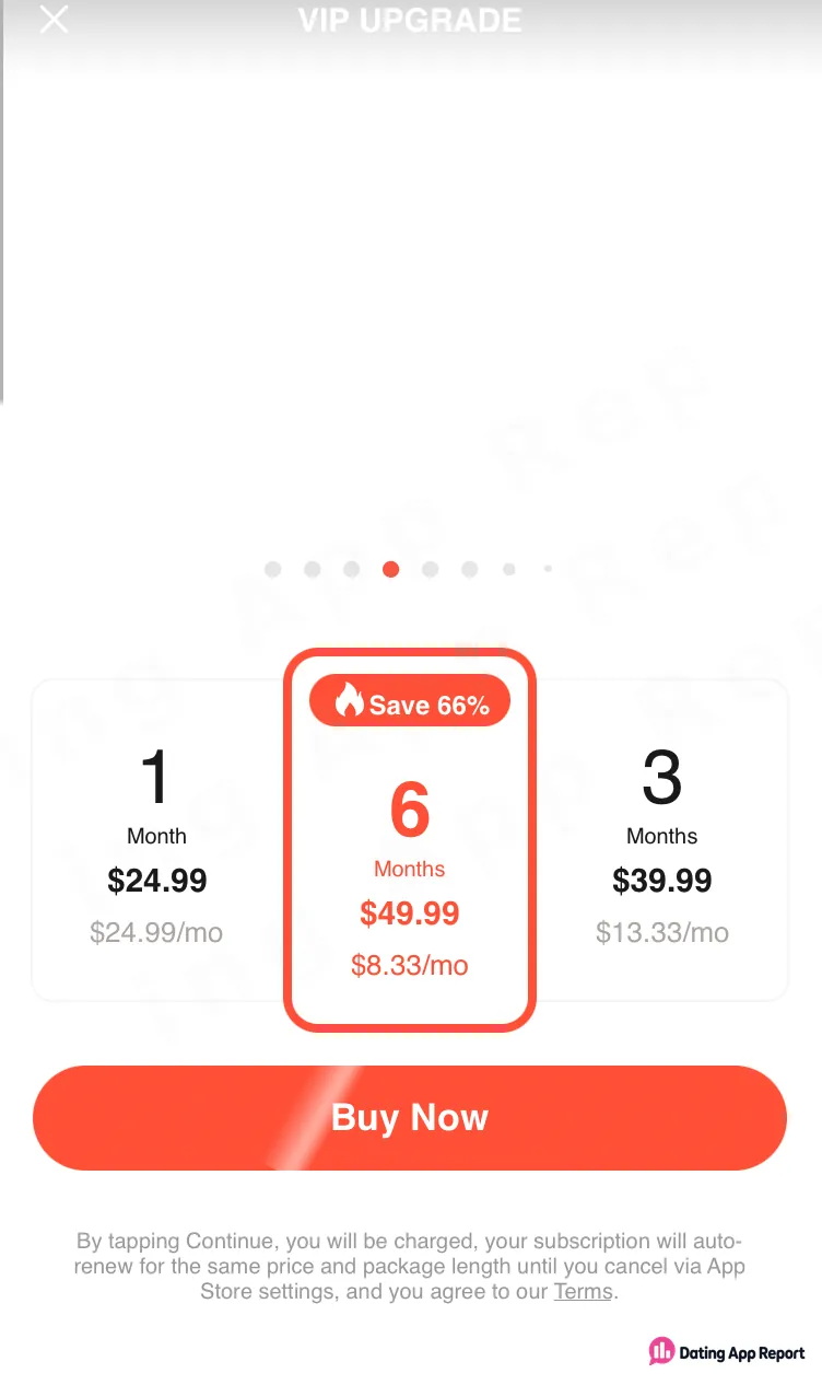 VIP Upgrade pricing: $24.99 for one month, $39.99 for three months, or $49.99 for six months.
