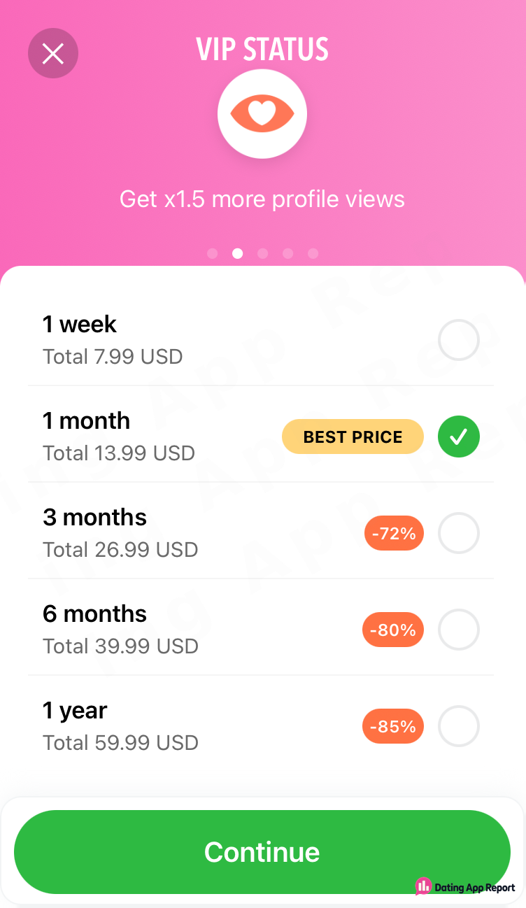 Selected one-month VIP plan at 13.99 USD, marked Best Price.