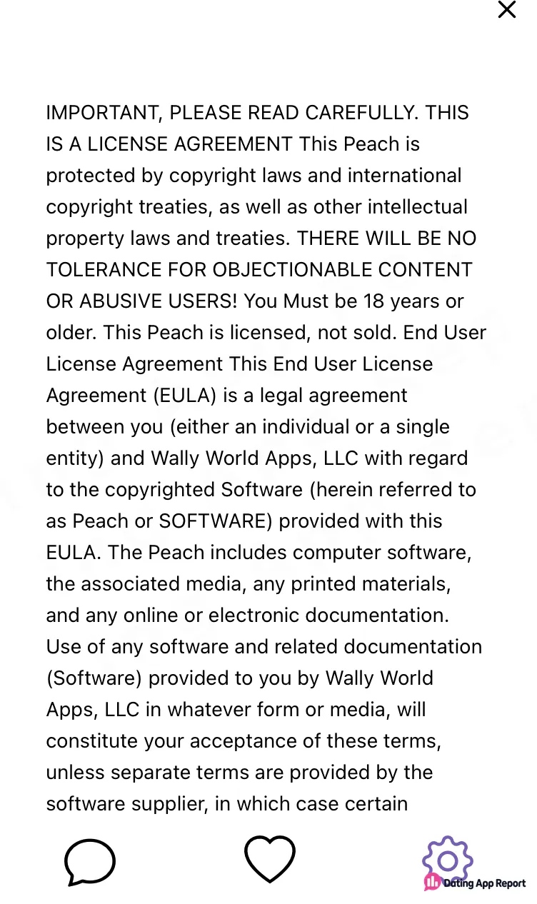 The in-app license agreement states, “You Must be 18 years or older.”