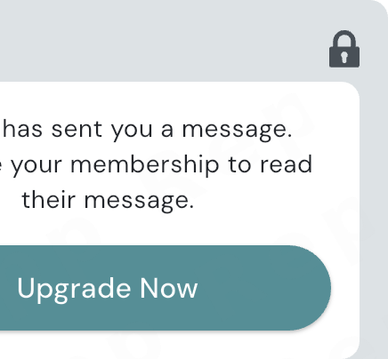 A locked incoming message prompts the user to upgrade their membership to read it.