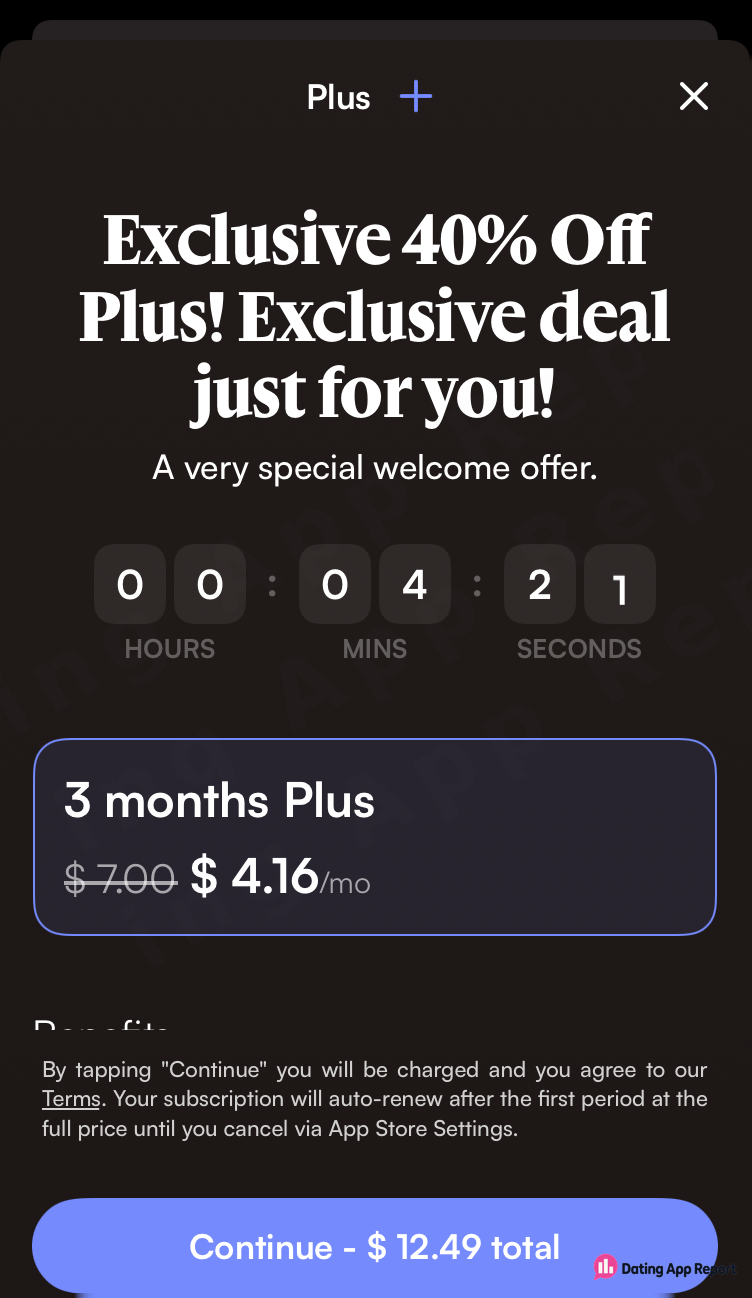 Welcome offer counting down 4 minutes 21 seconds under "Exclusive 40% Off Plus!".