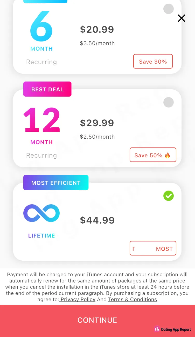 A Lifetime option is listed for $44.99.
