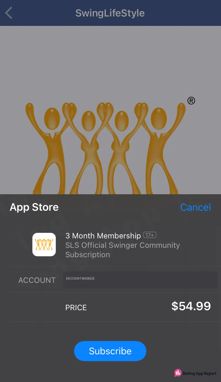 App Store purchase sheet listing the 3 Month Membership subscription for $54.99.