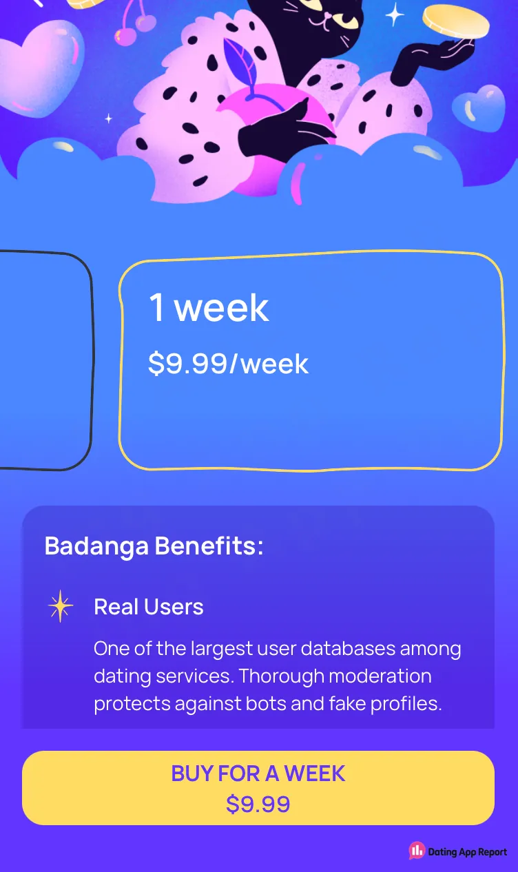 Badanga’s selected one-week subscription plan has a $9.99 purchase price.