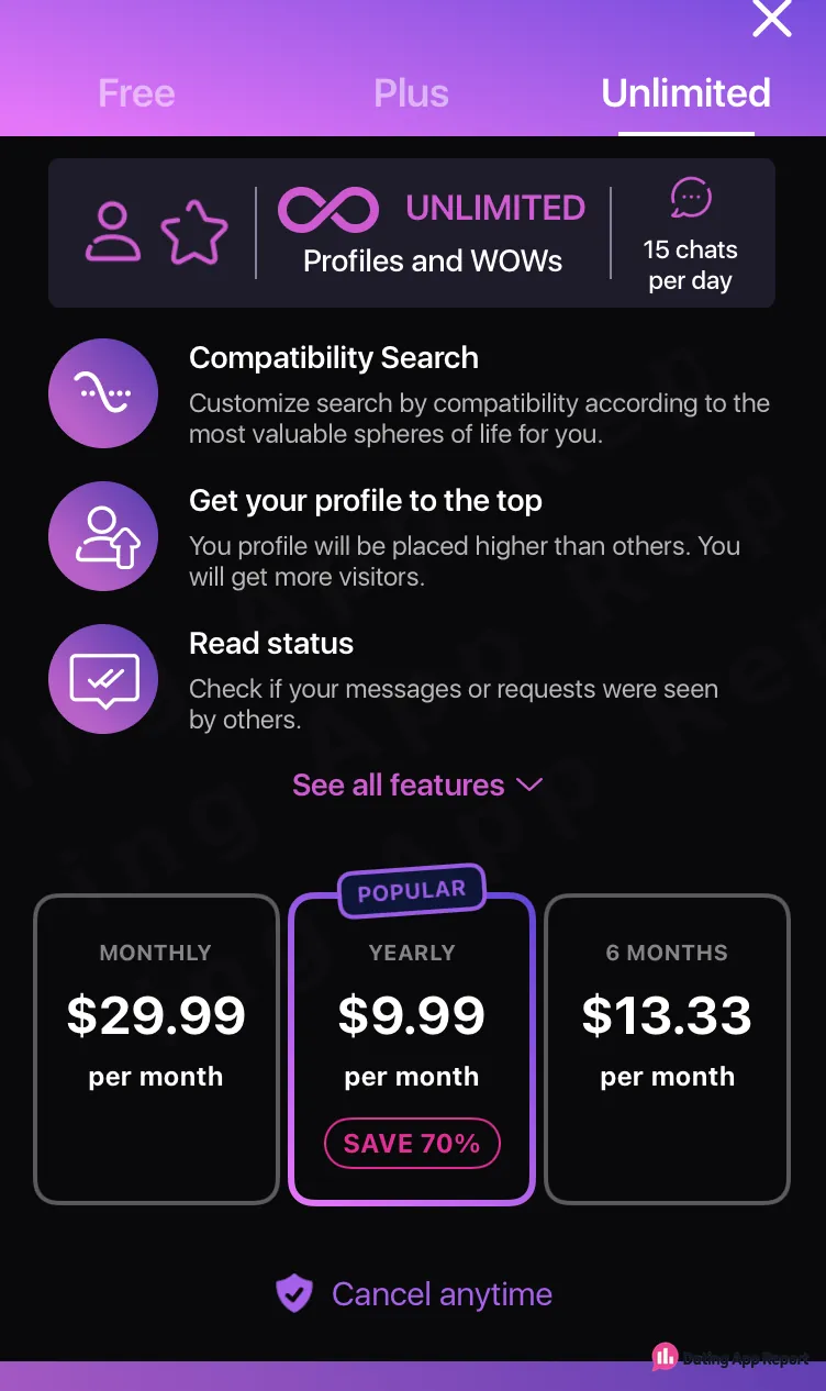 The Unlimited monthly subscription option is listed at $29.99 per month.