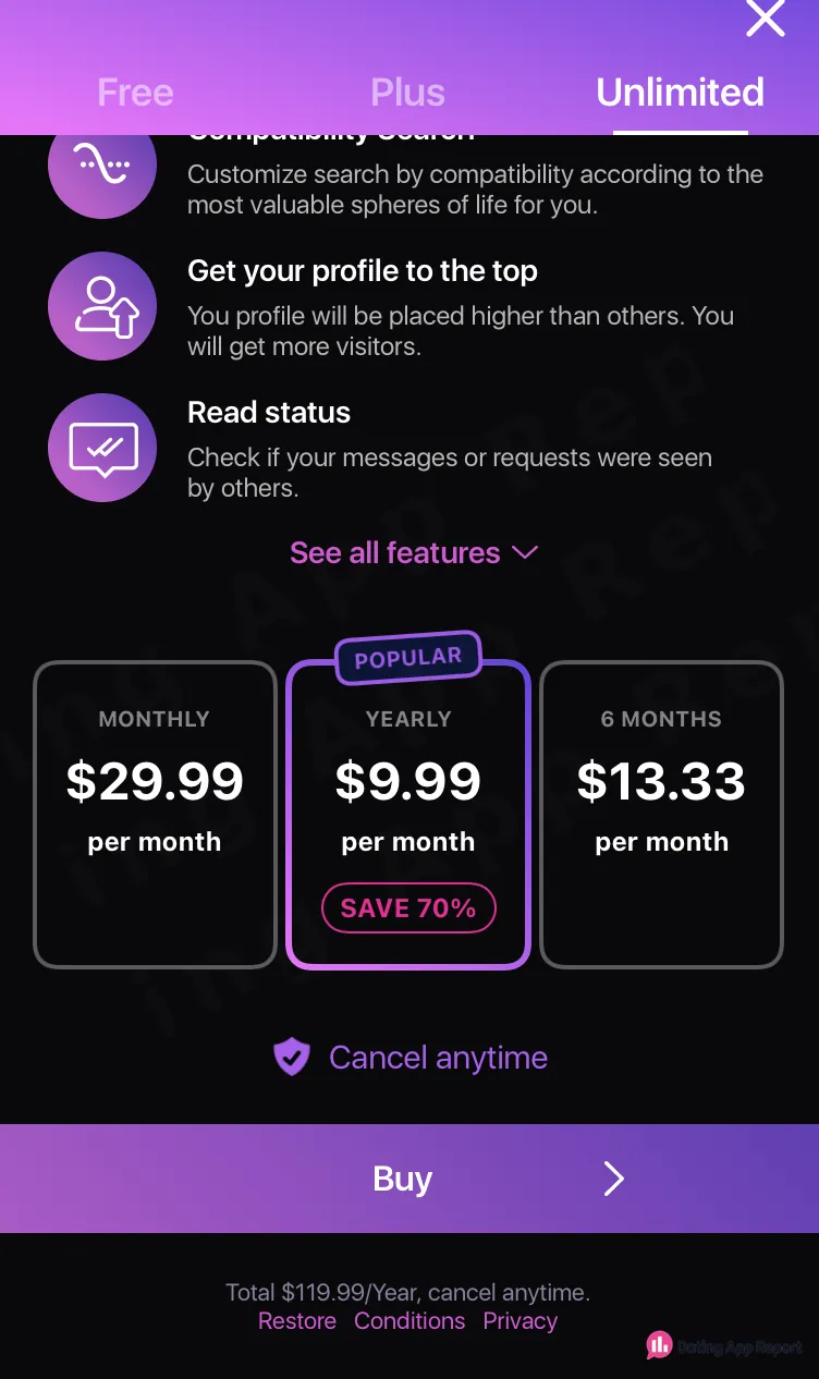 Fiorry lists its Unlimited yearly option at $9.99 per month, totaling $119.99 per year.