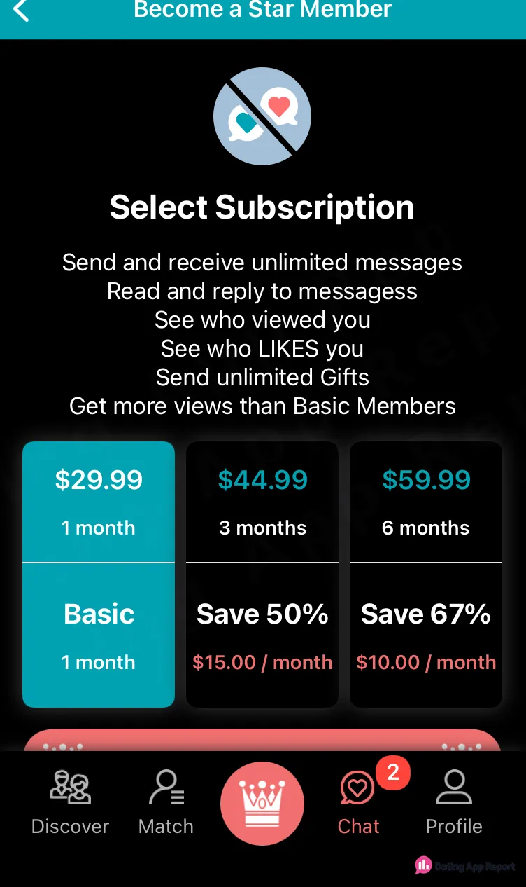 Star Membership options list $29.99 for one month, $44.99 for three months, and $59.99 for six months.