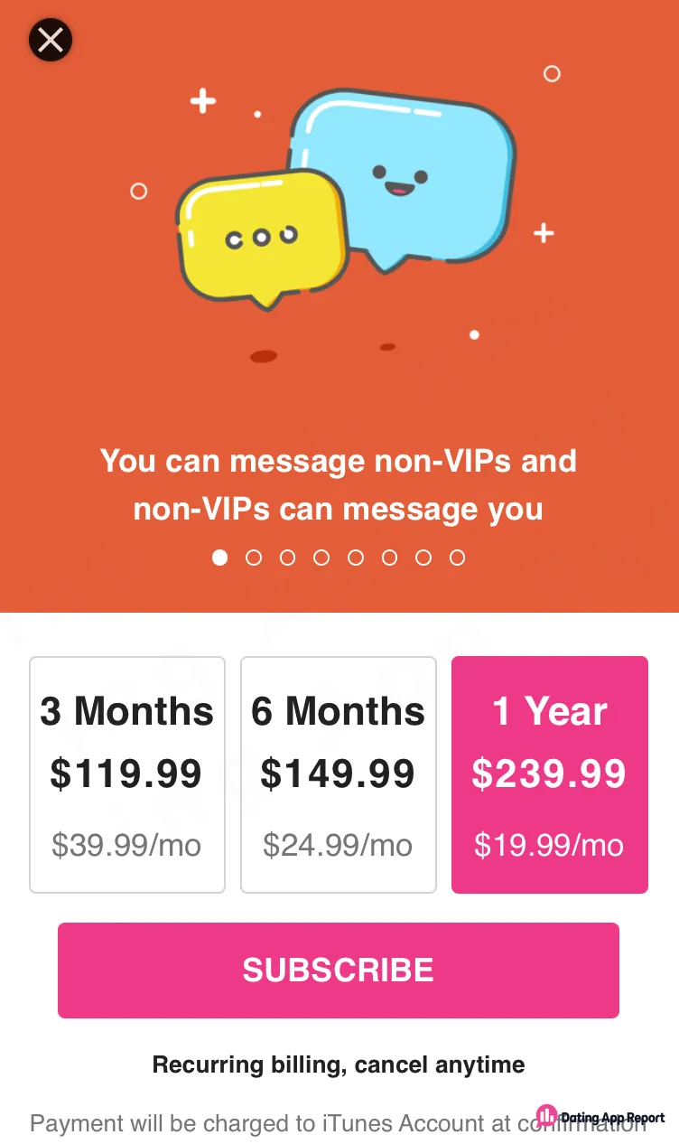 The VIP offer advertises two-way messaging between subscribers and non-VIPs.