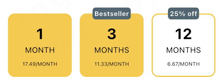The 12-month option shows 6.67/month.