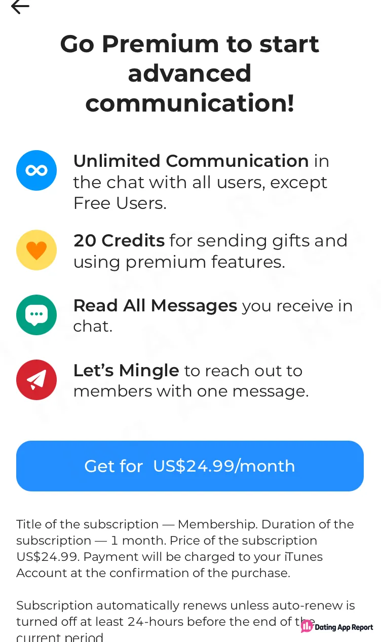 Membership offer priced at US$24.99 per month.