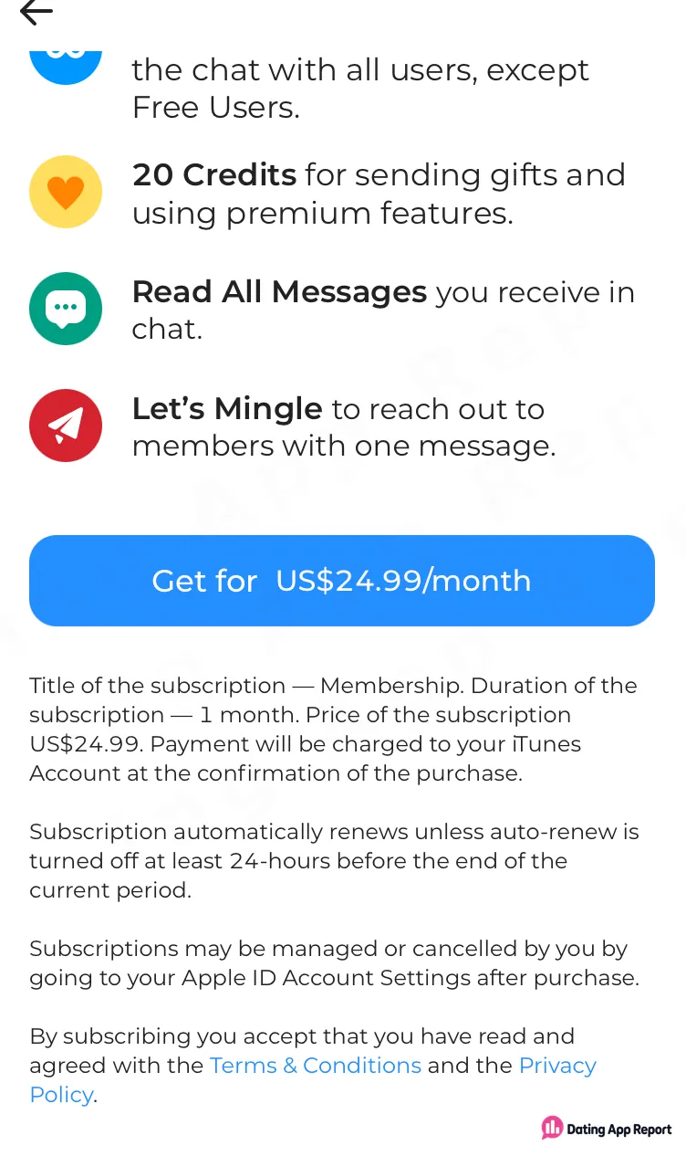 Membership purchase screen offering membership for US$24.99 per month.