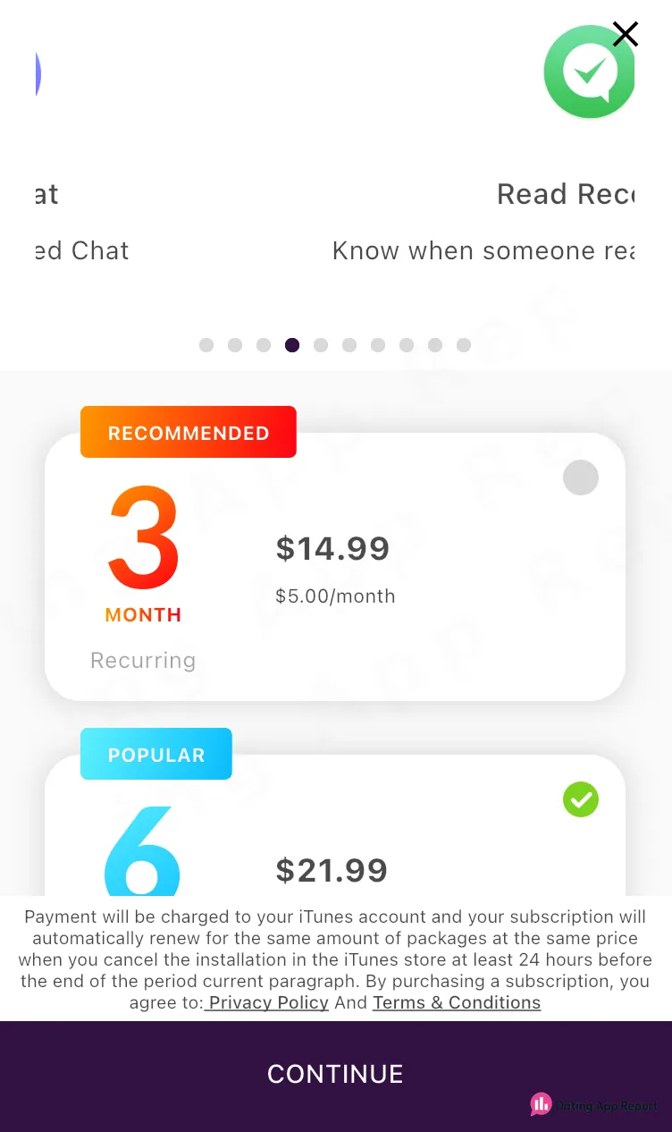 Recurring three-month subscription priced at $14.99, or $5.00 per month.