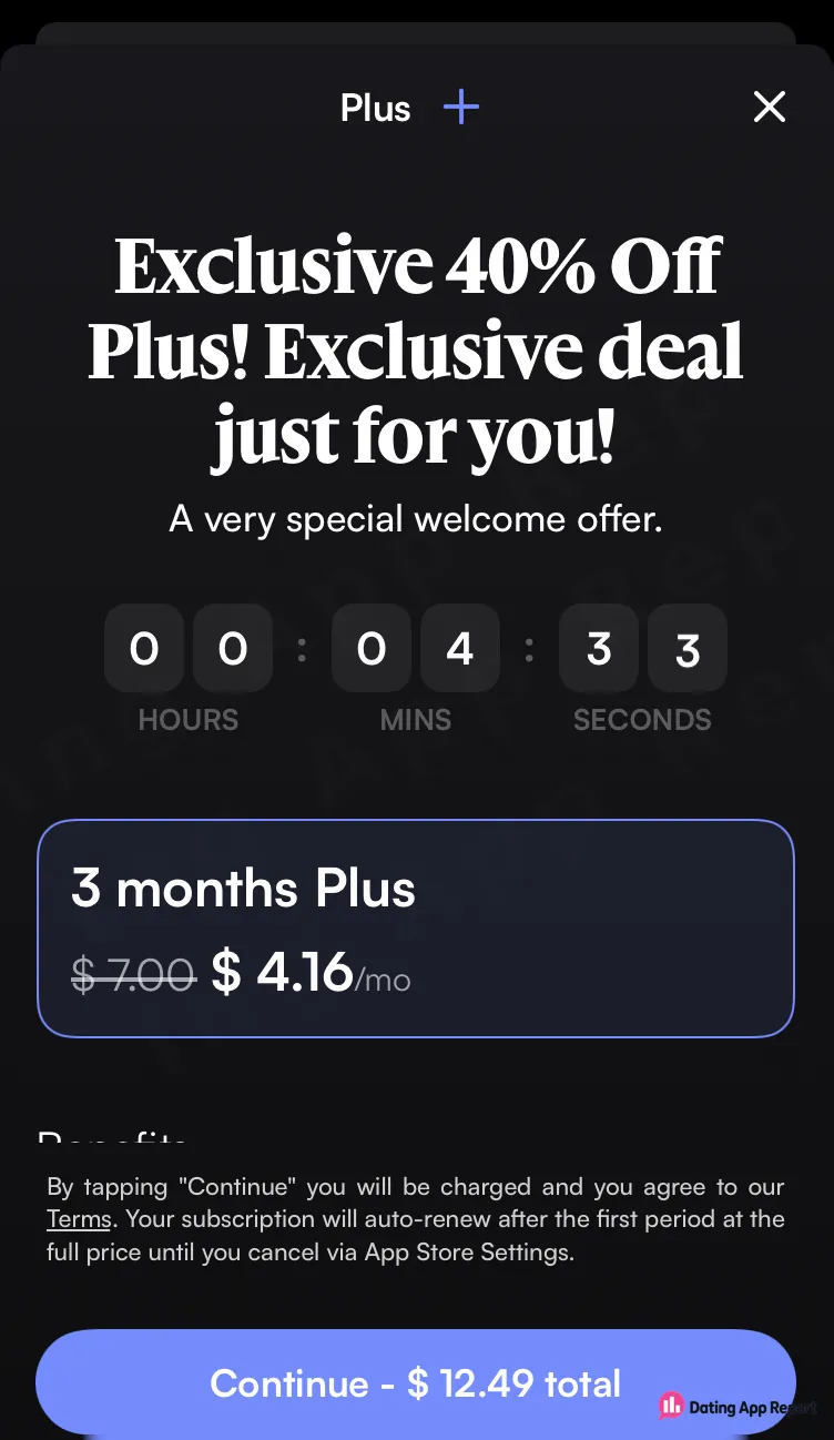 Welcome offer for 3 months of Plus at $4.16 per month, or $12.49 total.