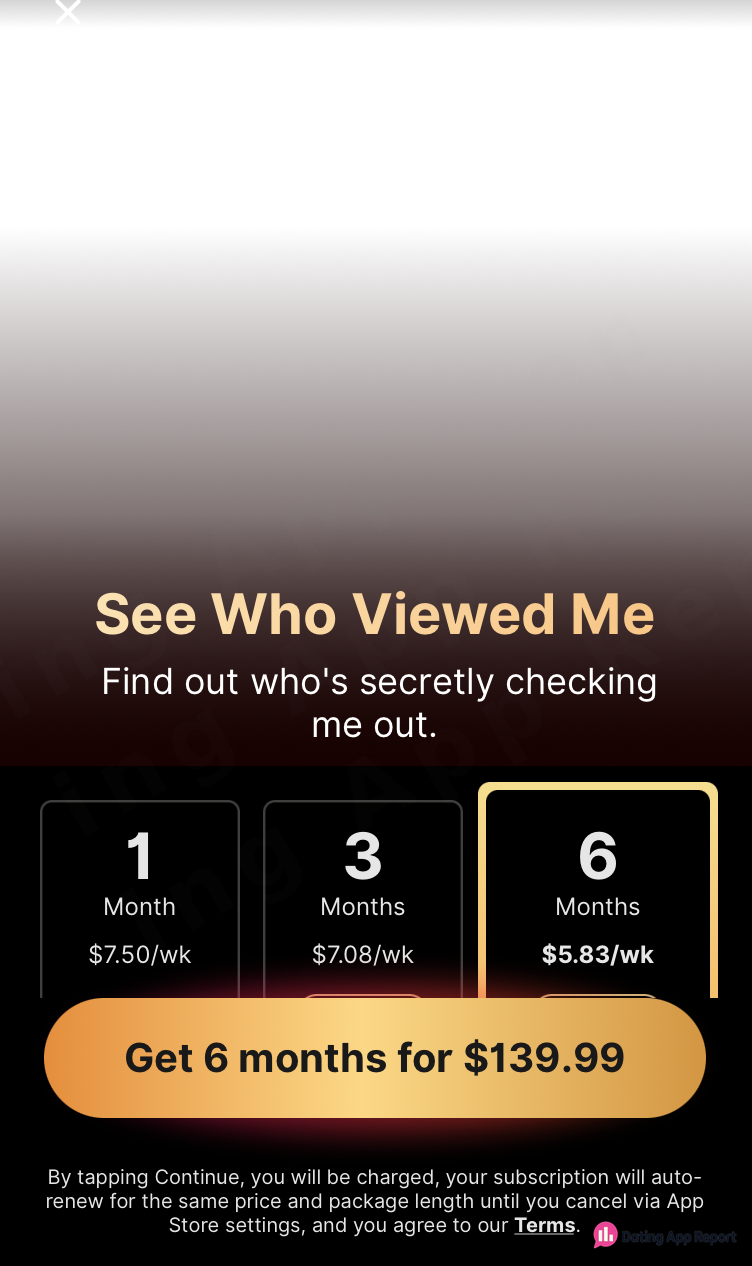 Upgrade screen offering six months for $139.99.